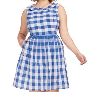 MODCLOTH Kindly Invited BLUE PLAID DRESS 2x plus
